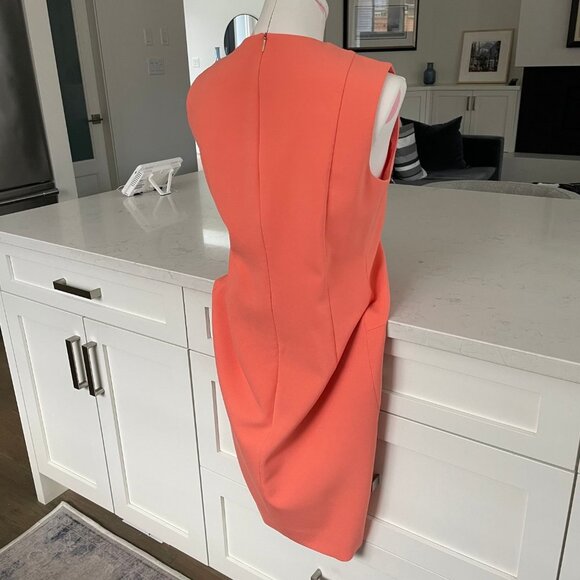 Boss Hugo Boss Sleeveless Round Neck Lined Midi Sheath Dress Peach Sz 6 - Picture 6 of 10